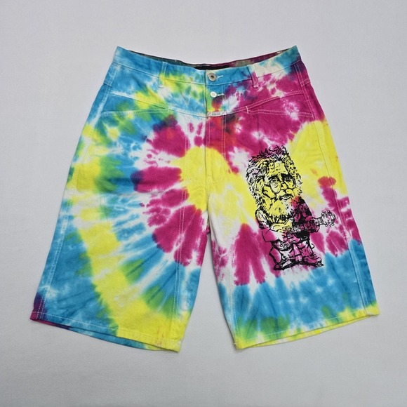 Marithé François Girbaud Other - Marithe Francois Girbaud BLU Y2K Tie Dye Graphic Denim Shorts Vintage Mens 34